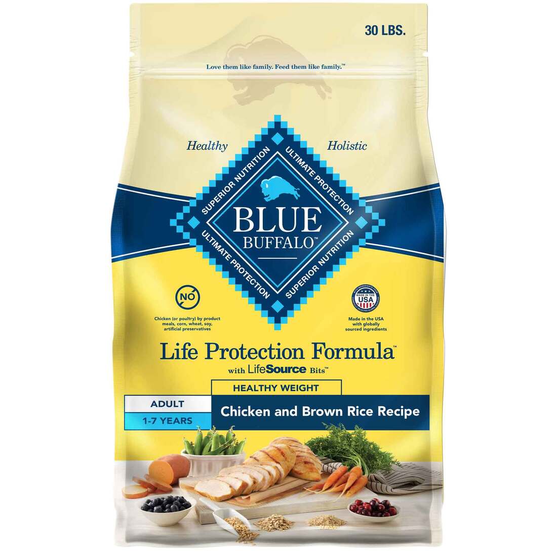 Blue Buffalo Life Protection Formula Natural Adult Healthy Weight Dry Dog Food, Chicken and Brown Ri