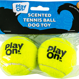 Play On Dog Toy, Tuff Tennis Ball, 2 Pack, Peanut Butter Scent