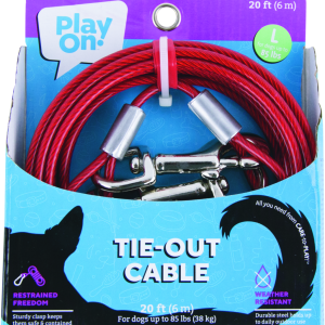 Play On Tie-Out Cable For Dogs, 20 foot, Large, Up to 85 pounds