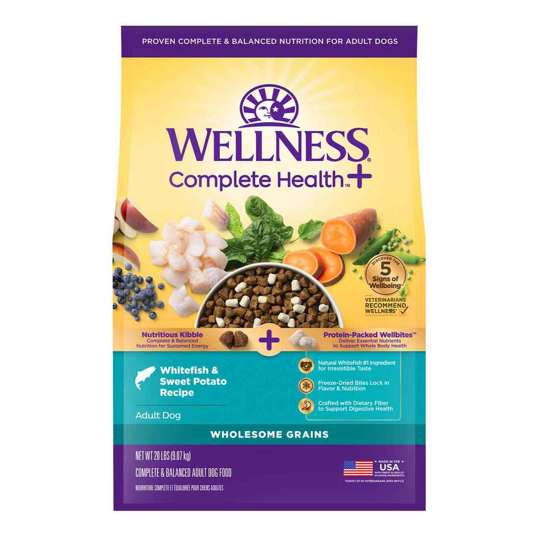 Wellness Complete Health+ Dry Dog Food, Whitefish & Sweet Potato Recipe