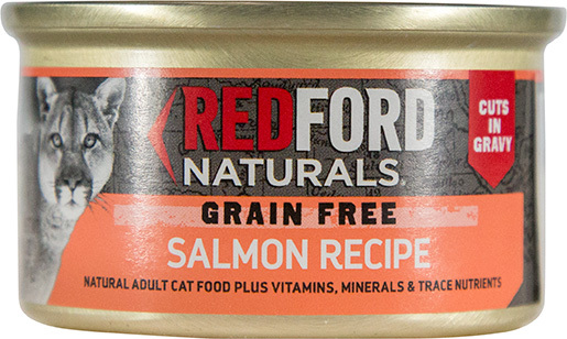 Redford Naturals Natural Wet Cat Food, Adult Grain Free Salmon Recipe Cuts in Gravy, 3 Ounces
