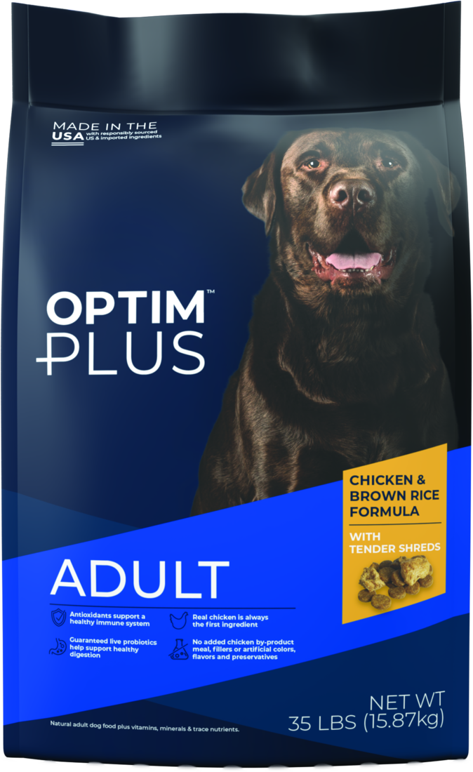 OptimPlus Adult Chicken & Brown Rice Formula With Tender Shreds Dry Dog Food
