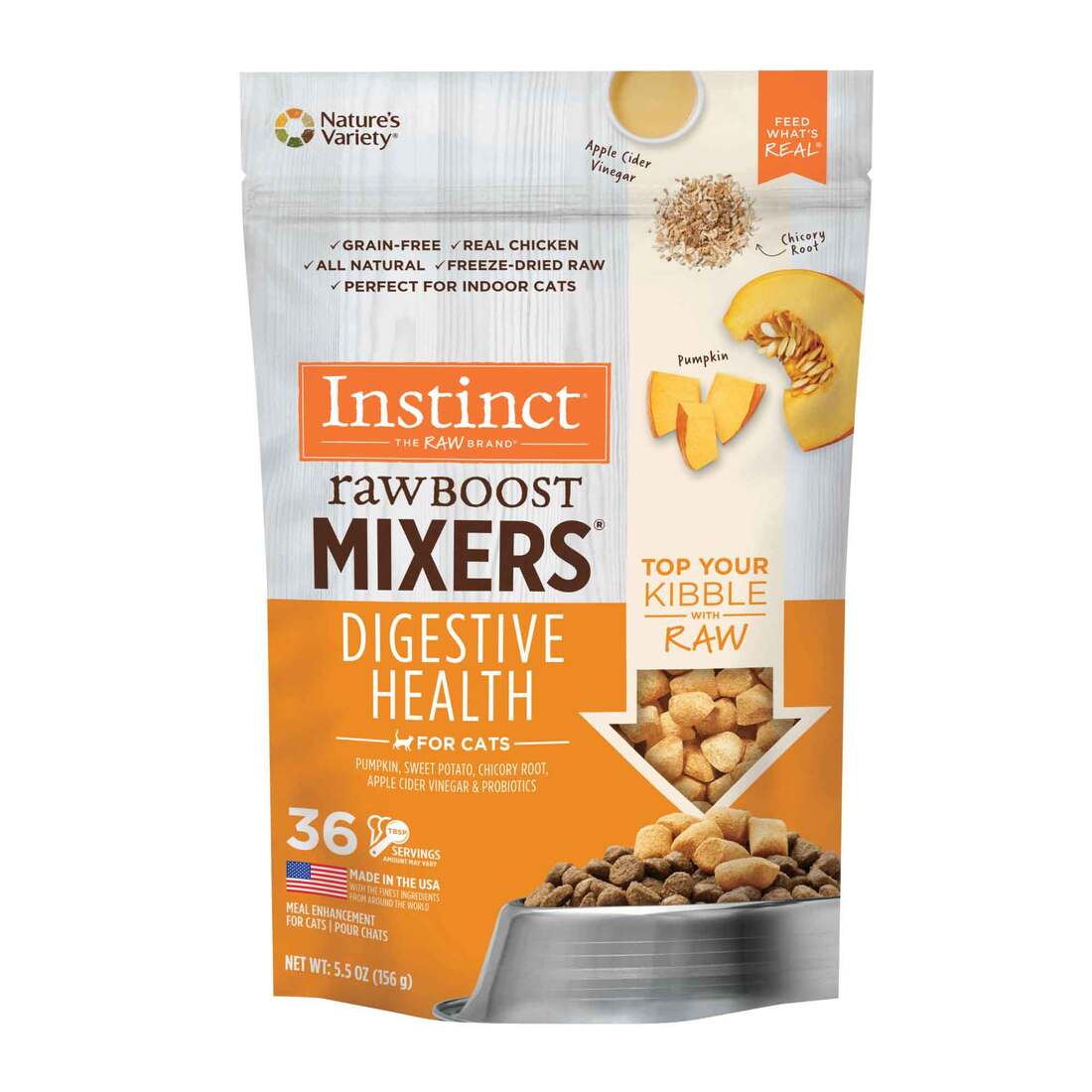 Instinct Raw Boost Mixers Freeze Dried Cat Food, Topper, Digestive Health Grain Free Recipe, 5.5 Oun