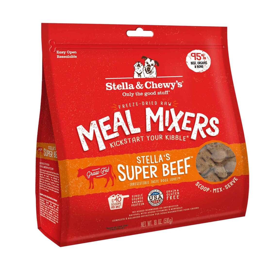 Stella & Chewy's Dog Freeze-Dried Raw, Super Beef Meal Mixers, 18 Ounces