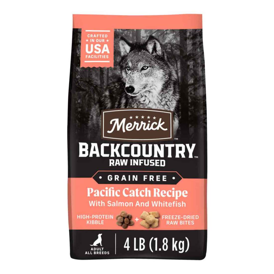 Merrick Backcountry Grain Free Adult Dry Dog Food With Freeze Dried Raw Pieces, Pacific Catch With S