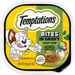 Temptations Cat Food Bites In Gravy Wet Cat Food, Catnip Fever, 3.5 Ounces