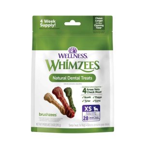 Wellness WHIMZEES Daily Brushzees Dog Dental Treats, Extra Small Size Stick, (28 Count)