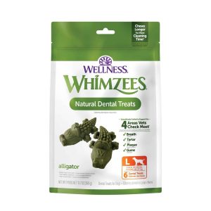 Wellness WHIMZEES Alligator Dog Dental Treats, Large Size, (6 Count)