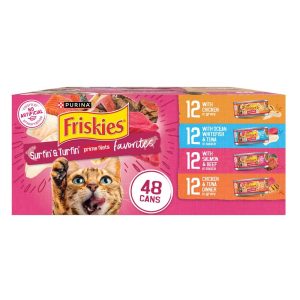 Purina Friskies Gravy Wet Cat Food Variety Pack, Surfin' and Turfin' Prime Filets Favorites - (1) 48