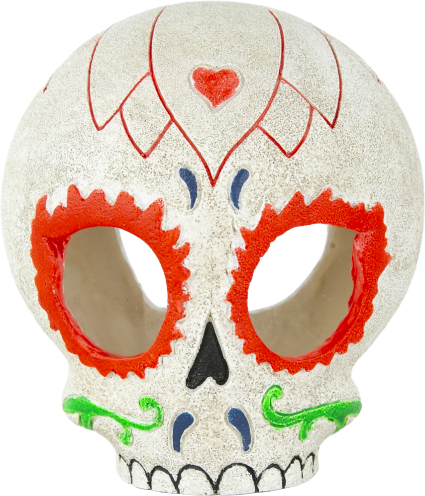 Fins First Aquarium Décor, Sugar Skull, Glow, Medium