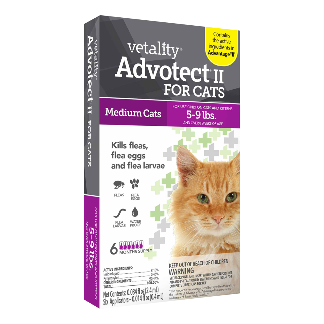 Vetality Advotect II for Cats- 5-9 Pounds, 6 Doses