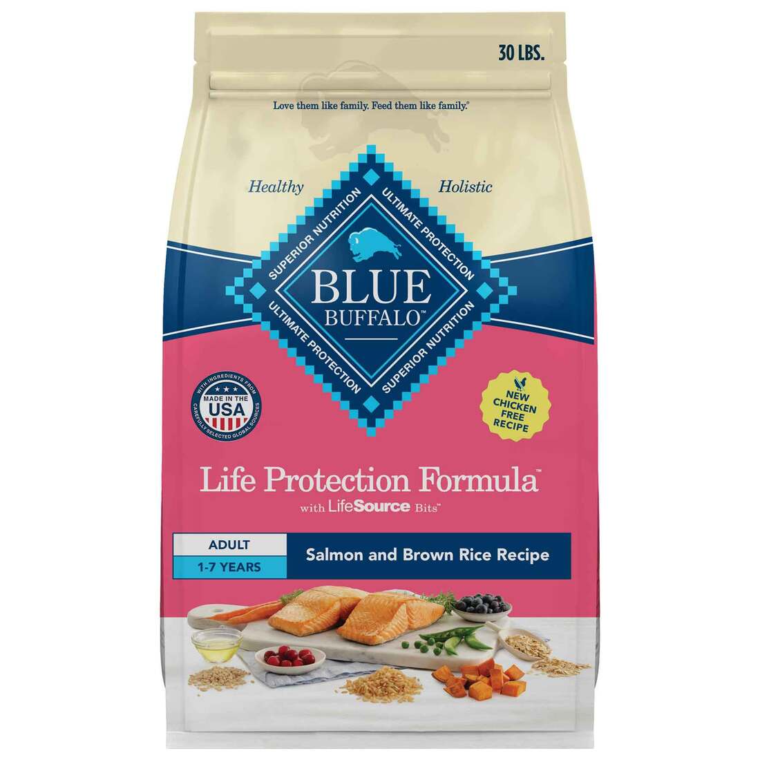 Blue Buffalo Life Protection Formula Adult Natural Dry Dog Food, Salmon & Brown Rice Recipe
