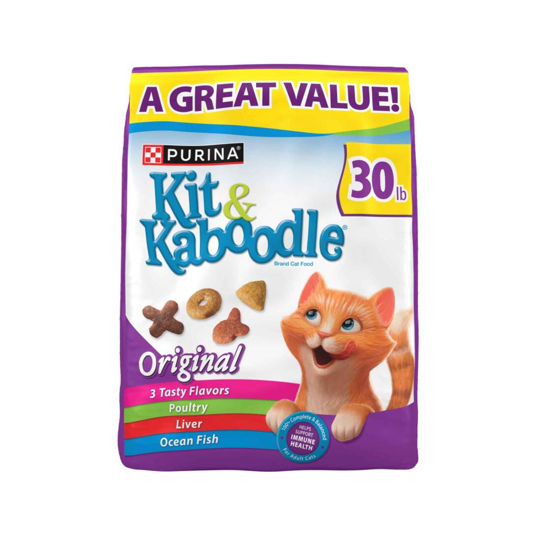 Purina Kit & Kaboodle Dry Cat Food, Original - 30 Pound Bag