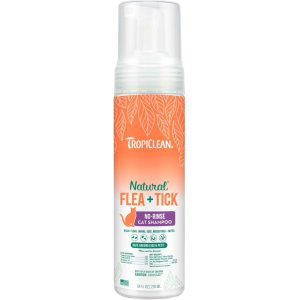 TropiClean Natural* Flea + Tick Waterless Shampoo for Cats, 7.4 Ounces