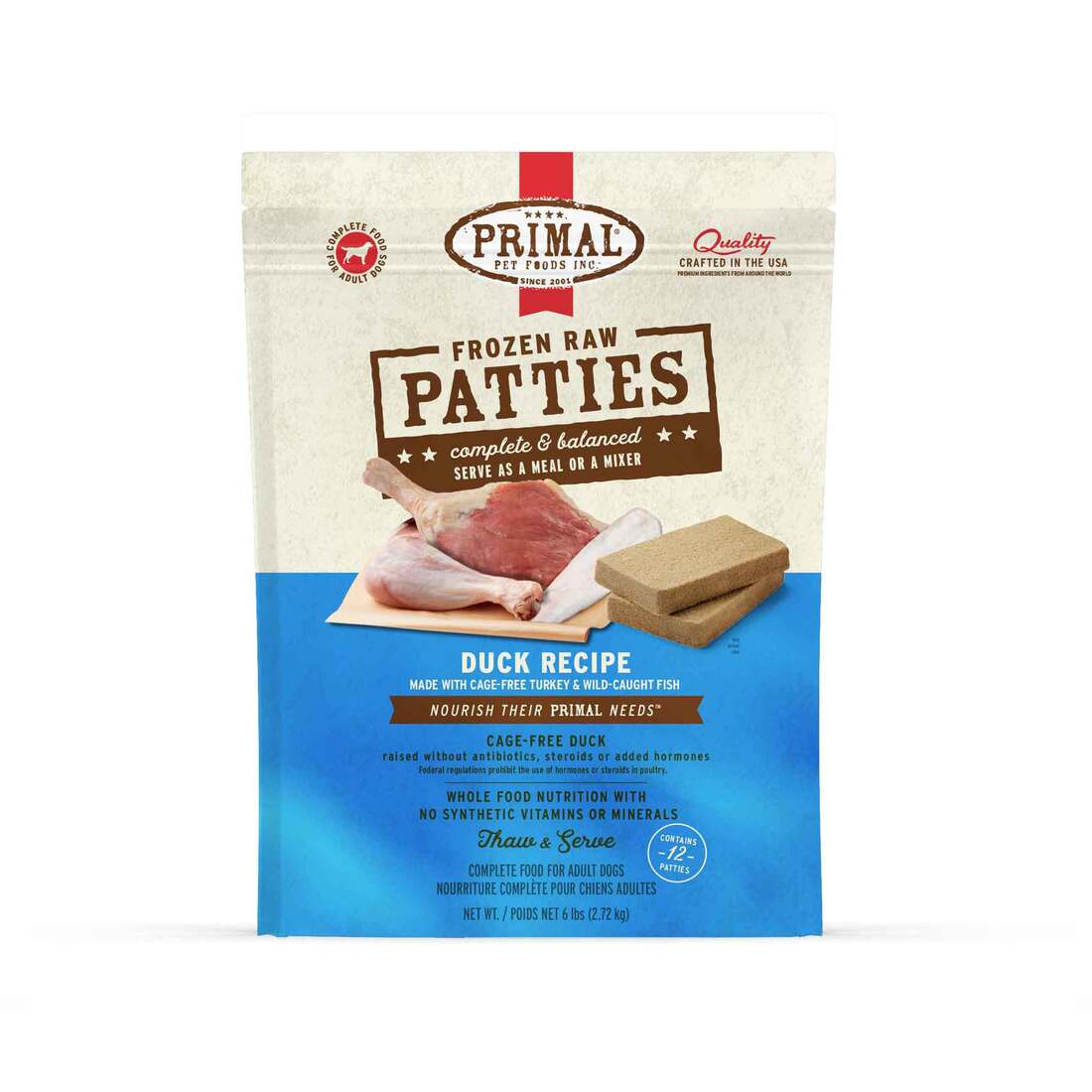 Primal Pet Foods Canine Frozen Duck Formula, 6 Pounds - Not Available For Delivery