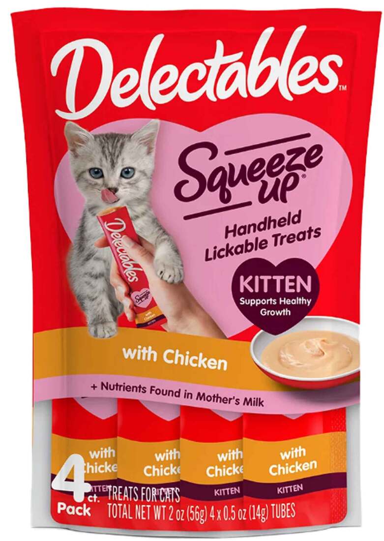 Hartz Delectables Squeeze Up Kitten Wet Cat Treat, Chicken, 4 Count, 2 Ounces
