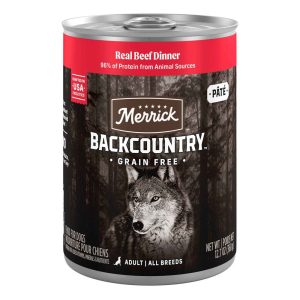 Merrick Backcountry Grain Free Premium Wet Wet Dog Food, Real Beef Dinner - 12.7 Ounce Can