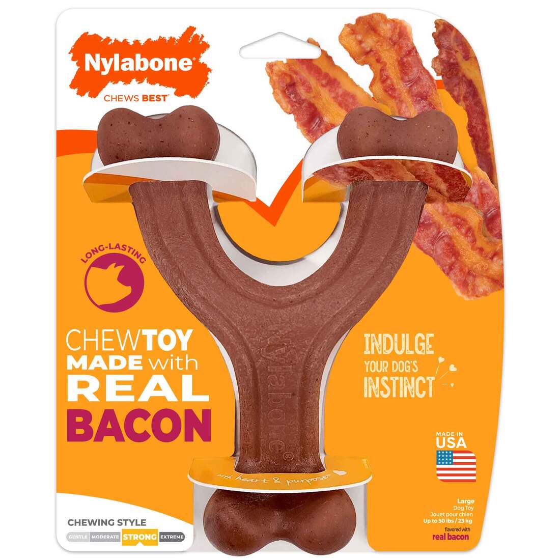 Nylabone Real Bacon Strong Wishbone Dog Chew