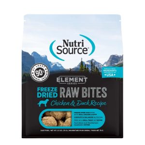 NutriSource Freeze Dried Dry Dog Food, Element Raw Bites Chicken and Duck, 2.5 Ounces