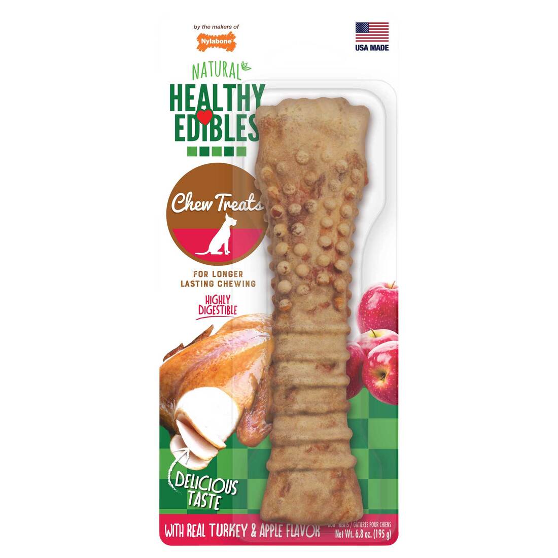 Nylabone Healthy Edibles Turkey & Apple Dog Chew Treats, Extra Small - Image 2