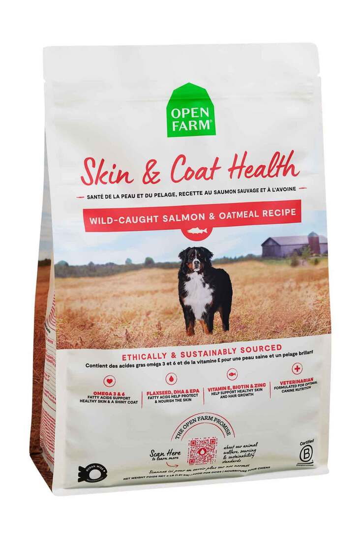 Open Farm Skin and Coat Health Dry Dog Food, Salmon and Oatmeal, 4 Pounds