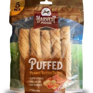 Harvest Moon Hide Free Peanut Butter Puffed Twists, 5 inches, 5 Count