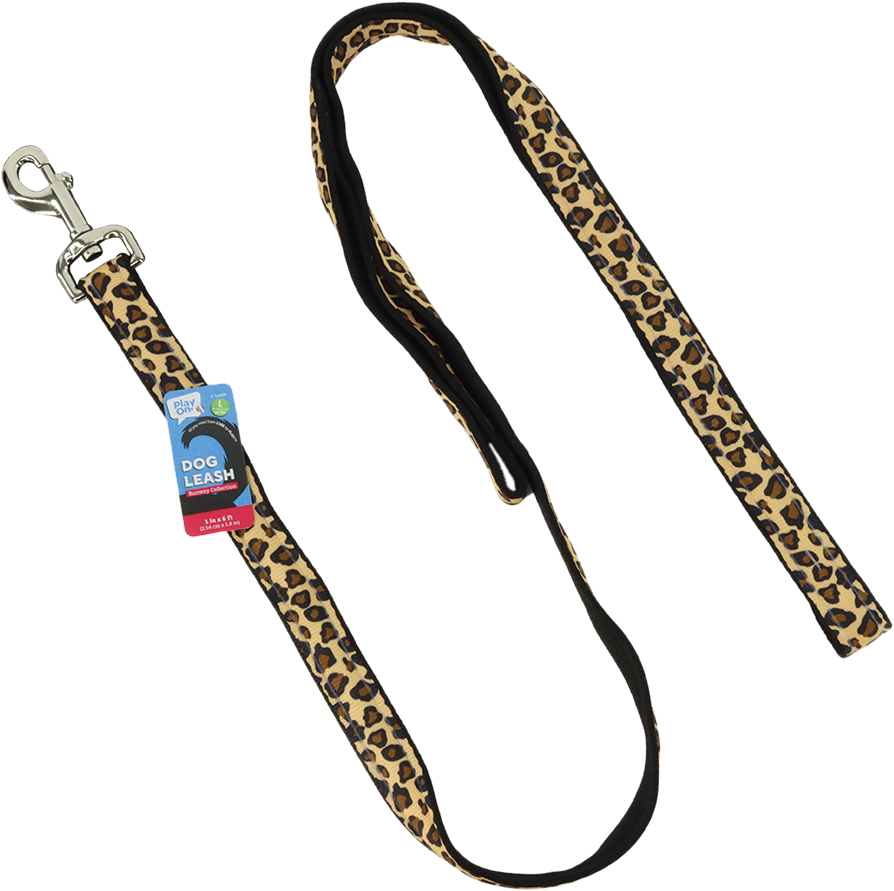 Play On Puffy Dog Leash, Leopard Print