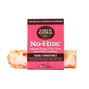 Earth Animal No-Hide Wild-Caught Salmon Small Natural Rawhide Alternative Dog Chew, 1 Count