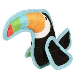 goDog Flap 'N Fun Tico Toucan Dog Toy, Black, Small