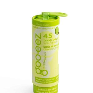 Goo-eez Compact Eco-Friendly Poop Bag with Disposable Dispenser, Citrus Burst, 45 Bags