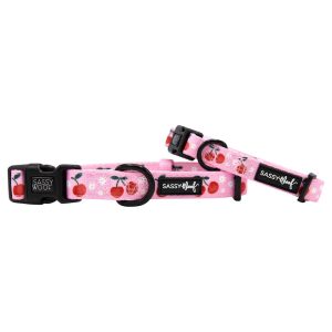 Sassy Woof Dog Collar, Mon Cherry