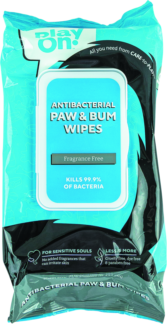 Play On Antibacterial Paw & Bum Wipes, 100 Count Unscented