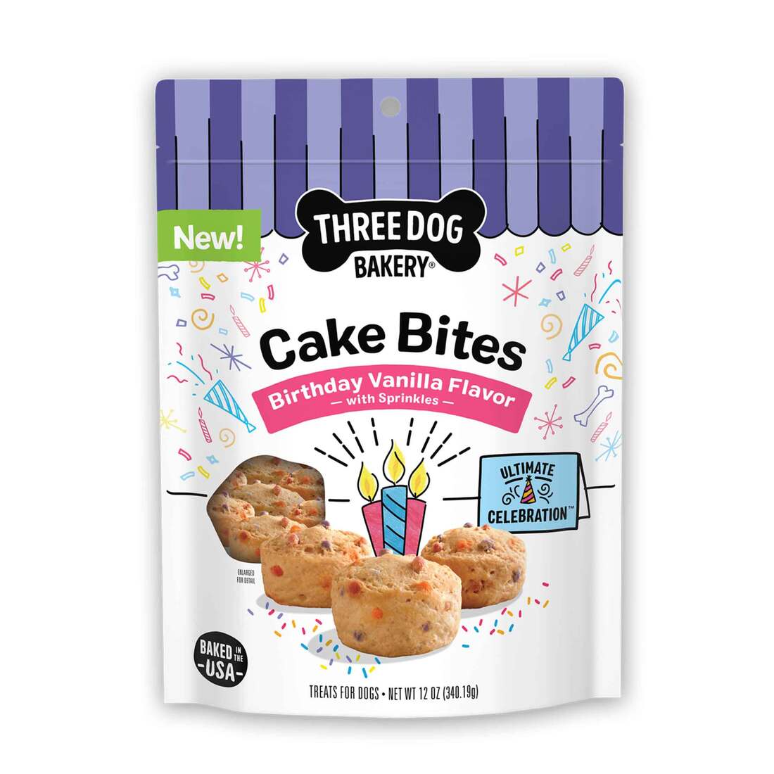 Three Dog Bakery Cake Bites Dog Treat, 12 Ounces