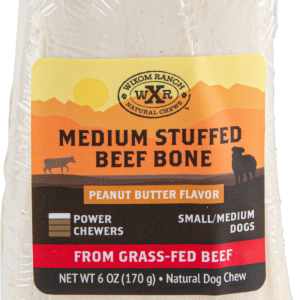 Wixom Ranch Natural Chews Medium Stuffed Beef Bone Peanut Butter Flavor