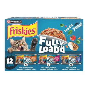 Friskies Fully Loaded Chicken, Salmon, Tuna Variety Pack, 12 Count, 4.1 Pounds
