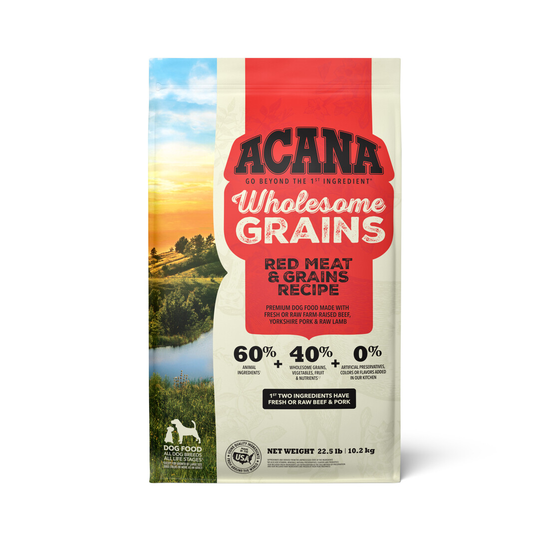 ACANA® Wholesome Grains Dry Dog Food, Red Meat and Grains, Beef, Pork, and Lamb, Gluten Free