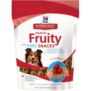 Hill's Natural Fruity Snacks Crunchy Dog Treats, Cranberries & Oatmeal, 8 Ounce Stand-up Resealable