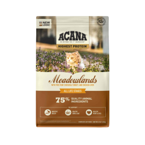ACANA? Grain-Free Dry Cat Food, Meadowlands, Chicken, Turkey, Fish and Cage-Free Eggs, 4 Pounds