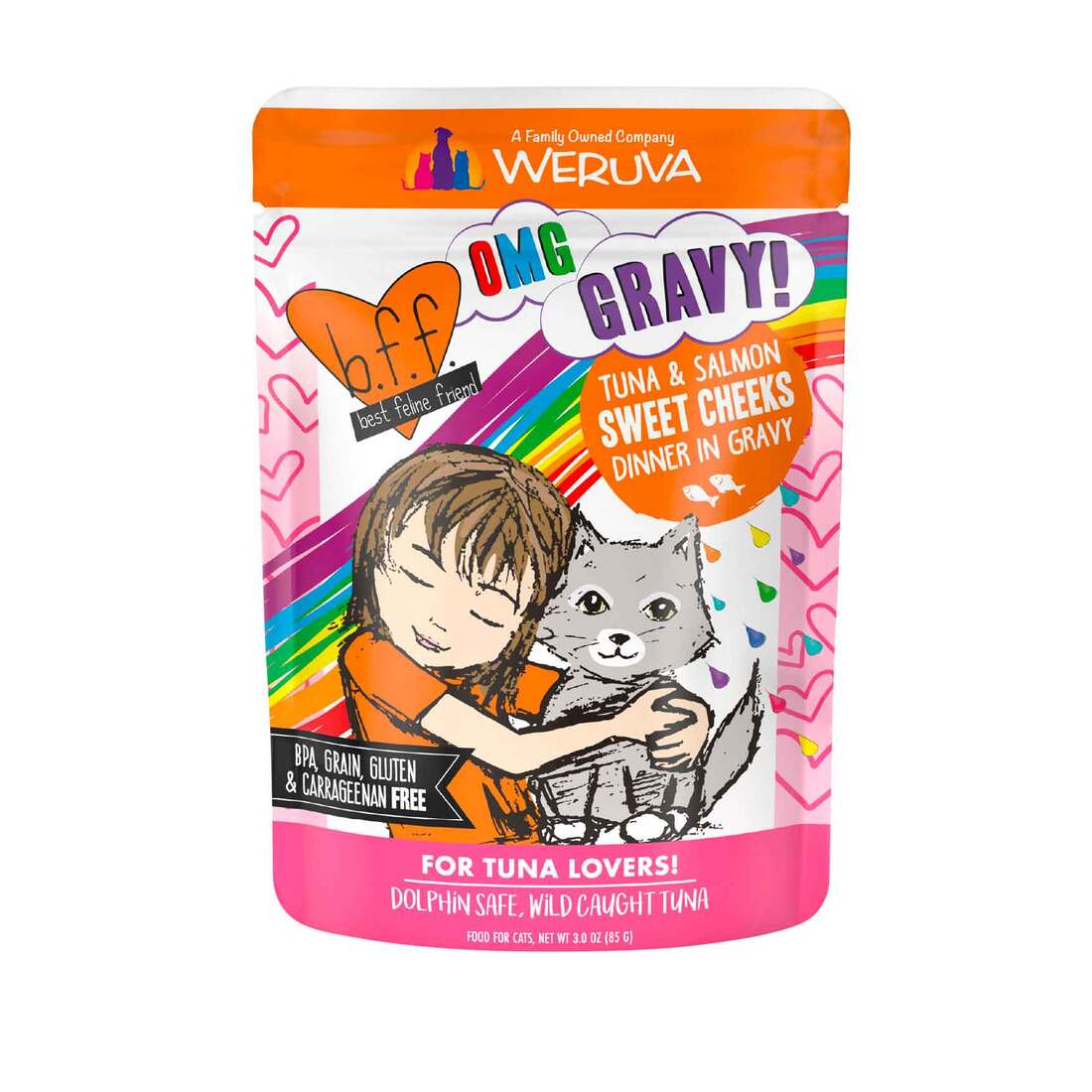 BFF OMG - Best Feline Friend Oh My Gravy!, Sweet Cheeks with Tuna & Salmon in Gravy Cat Food by Weru