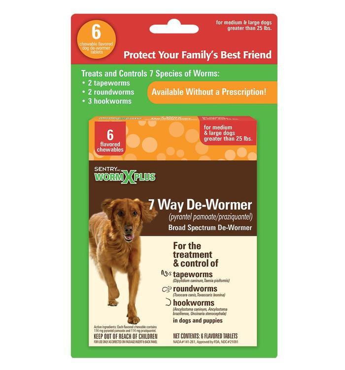 Sentry® Worm X Plus 7 Way De-Wormer Large Dog, 6 Count