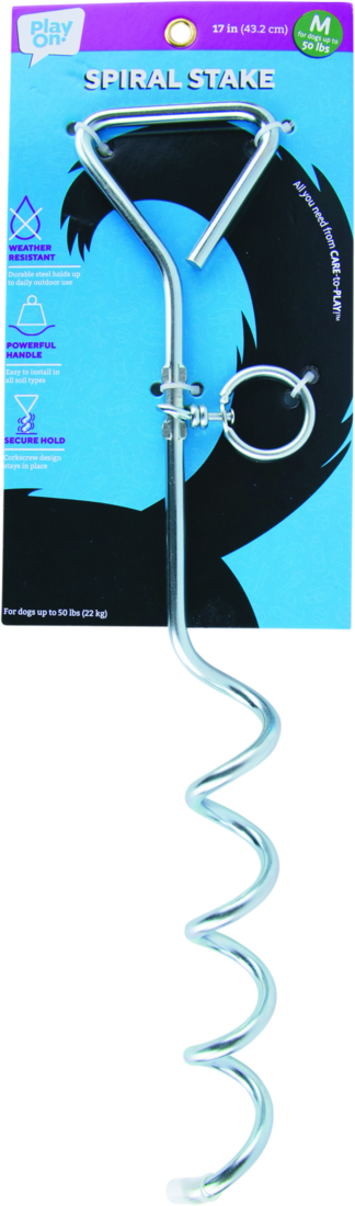 Play On Spiral Stake For Dogs, 17 inch, Medium, Up to 50 pounds