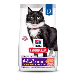 Hill's Science Diet Adult Sensitive Stomach & Skin Grain Free Dry Cat Food, Salmon & Yellow Pea Reci