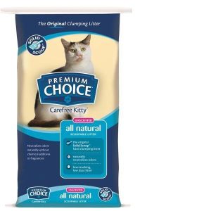 Premium Choice All Natural Unscented Clumping Cat Litter, 40 Pounds