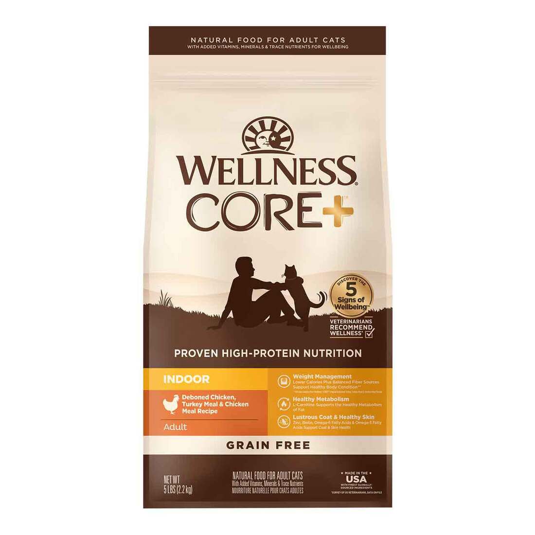 Wellness CORE Grain-Free Chicken, Turkey & Chicken Meal Indoor Formula Dry Cat Food