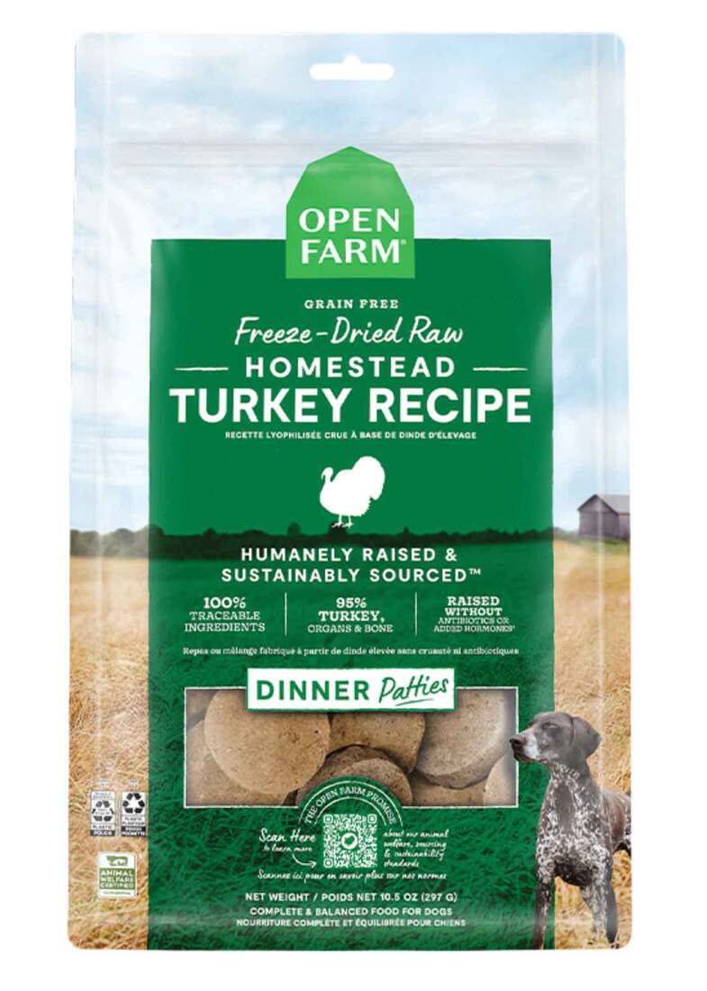 Open Farm Freeze Dried Raw Patties Dog Food, Homestead Turkey Recipe, 10.5 Ounces