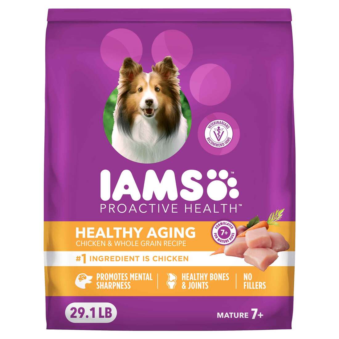IAMS Proactive Health Senior Dog Food Healthy Aging Dry Dog Food with Real Chicken, 29.1 Pounds