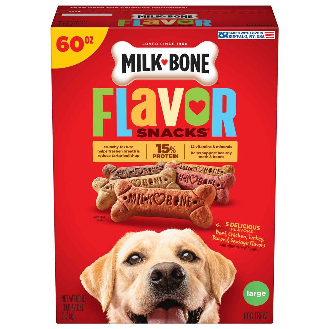 Milk-Bone Flavor Snacks Dog Biscuits, Large, 60 Ounce