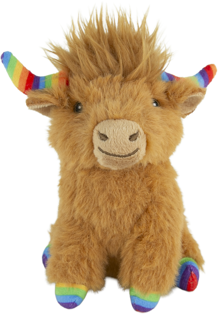 Play On Rainbow Highland Cow Dog Toy