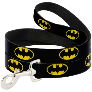 Buckle-Down Pet Leash - Batman Shield Black/Yellow - 6 Feet Long - 1" Wide