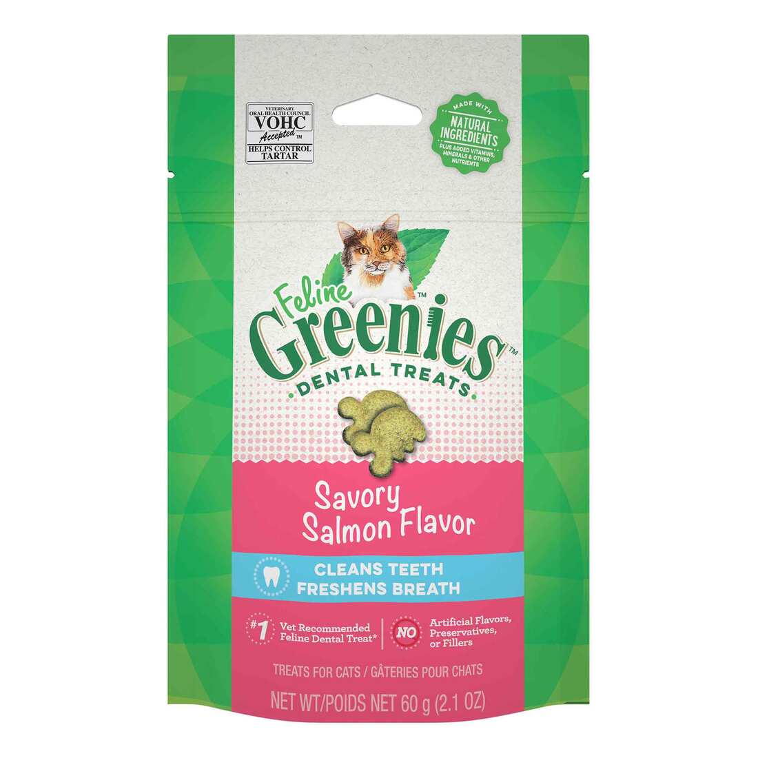 FELINE GREENIES Adult Natural Dental Care Cat Treats, Savory Salmon Flavor - Image 2